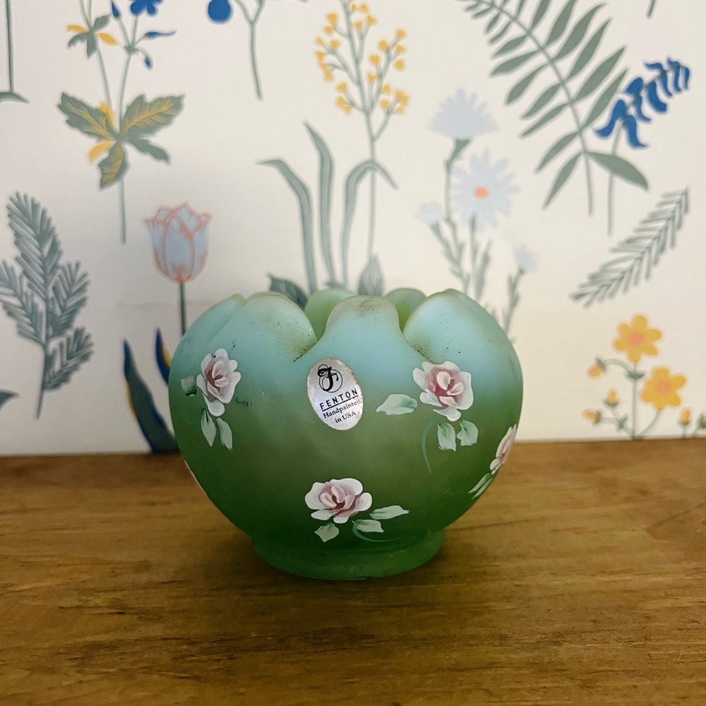 Vintage Fenton Floral Glass Vase